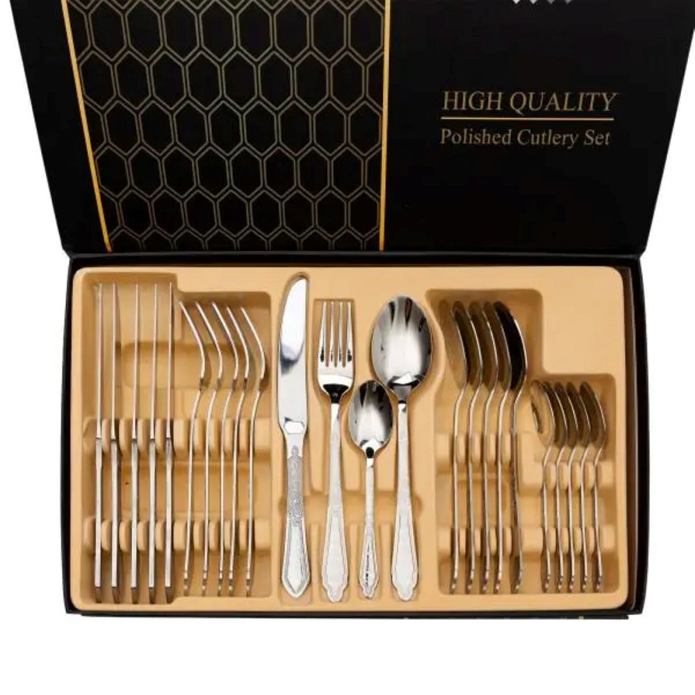 Yiwu Набір столових приборів золото на 6 персон комплект столових приборів 24 предмети Срібло H Коломыя - изображение 4