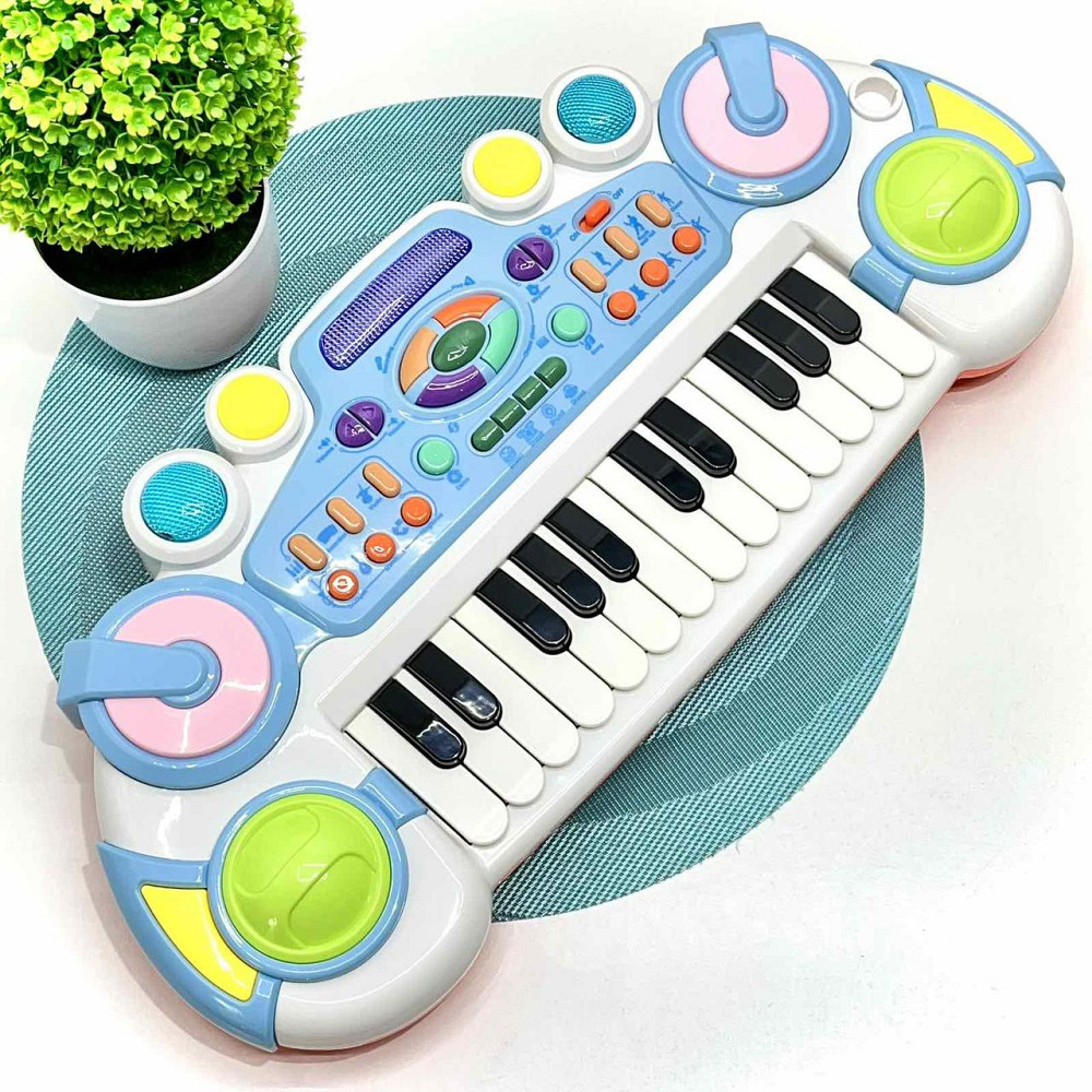 Синтезатор дитячий 24 клавіші музика світло запис 6 ритмів Блакитний (CY-6032B) Чернигов - изображение 6