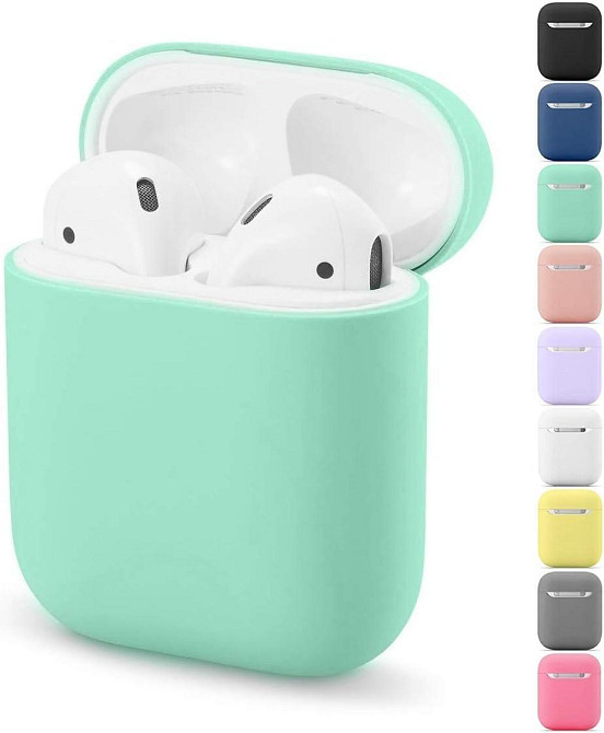Захисний чохол для Airpods, ультратонкий силіконовий, сумісний з Airpods 1 та AirPods 2 (зелений) Дніпро - фото 1