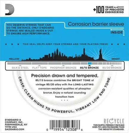 Струны для акустической гитары D'Addario EZ910 Bronze 85/15 Одеса
