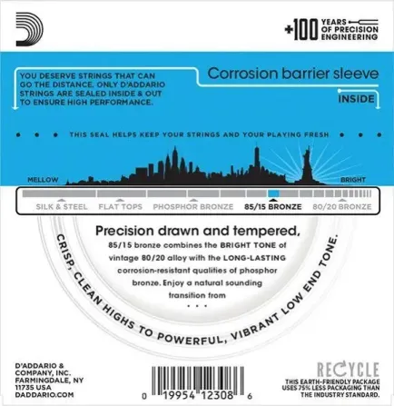 Струны для акустической гитары D'Addario EZ910 Bronze 85/15 Одеса - фото 2