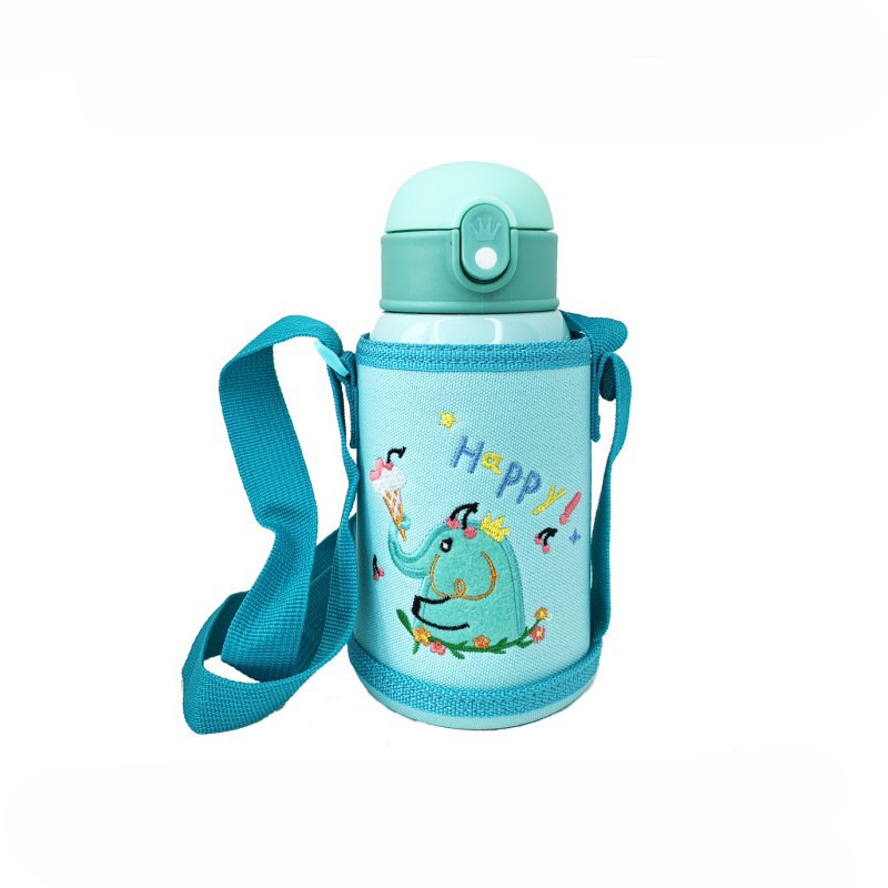 Термос-поїльник з силіконовою трубочкою MGZ-0318(Turquoise) чашкою, в чохлі з ремінцем, 550 мл Вінниця - фото 1