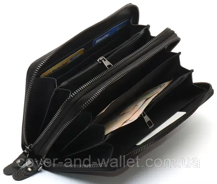 Солідний чоловічий клатч на дві блискавки з італійської шкіри Marco Coverna 5902B-1Q Київ - фото 7