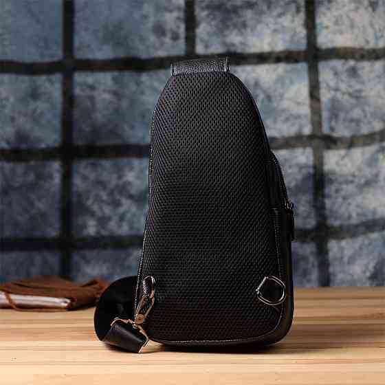 Чоловіча сумка через плече з натуральної шкіри Vintage 23018 Чорний Київ