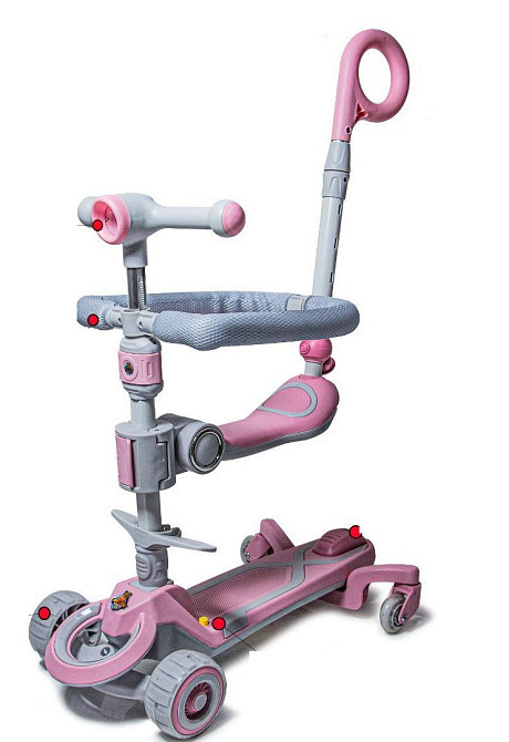 Самокат-беговел для малышей от 1 года с бортиком Smart N-388 5 в 1. Розовый. С музыкой и подсветкой Одесса - изображение 1