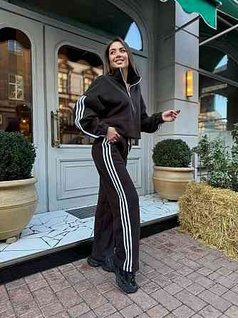 Жіночий теплий костюм двійка у спортивному стилі з лампасами двосторонній фліс Одеса