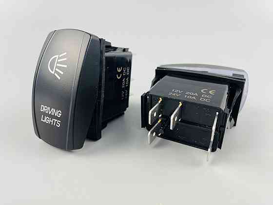 Клавіша вимикач ON-OFF, 5 ніжок, синя підсвітка, малюнок — фара додатковий. Мукачево