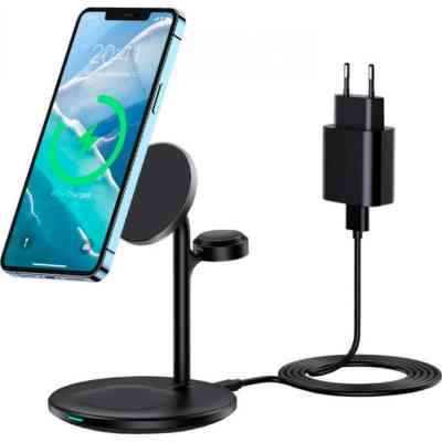 Зарядное устройство Choetech 15W 3-in-1 Magnetic Wireless Fast Charger black (T585-F-101-CCBK) Винница