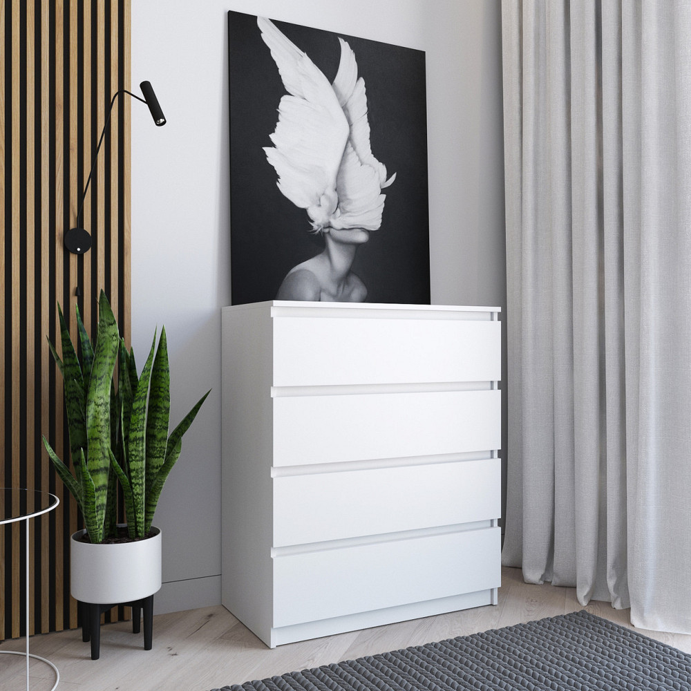 Комод VAYS R-4, на 4 шухляди без ручок, ЛДСП 80×40×98 см – для дому, офісу, вітальні, спальні Львів - фото 1