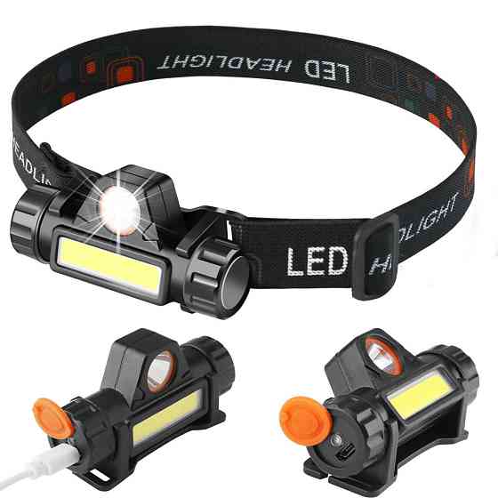 Налобний LED ліхтар 2в1 BL-8101 XPE+COB, з USB / Потужний акумуляторний ліхтарик на голову з магнітом Київ
