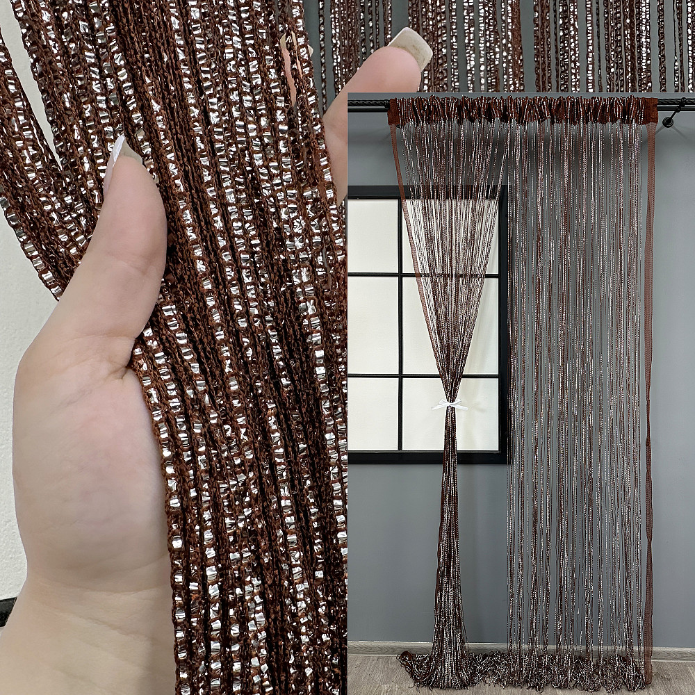 Шторы-нити Rovi Premium с люрексом Коричневый 300х300см 1 шт (61-115) Киев - изображение 1