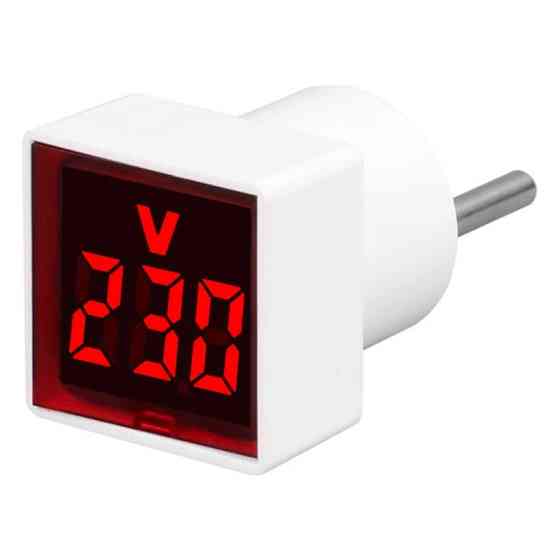 Вольтметр мережевий розетковий Strum 220V/230V KBAD0006-002 (Квадратний, Білий з червоним дисплеєм) Николаев
