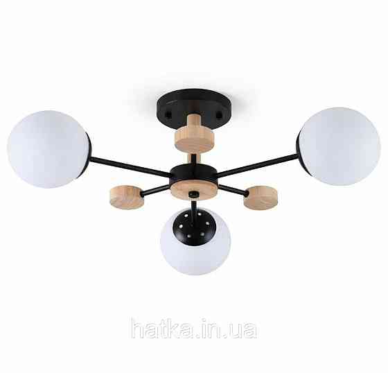 Люстра стельова на 3 плафони VALESO XL25061-3 для вітальні та спальні Чорний дерево XL25061-3 Київ
