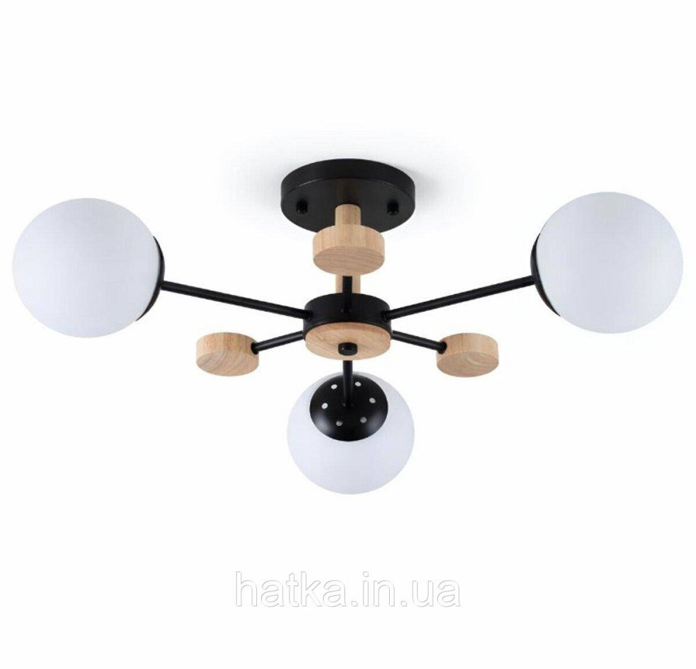 Люстра стельова на 3 плафони VALESO XL25061-3 для вітальні та спальні Чорний дерево XL25061-3 Київ - фото 1