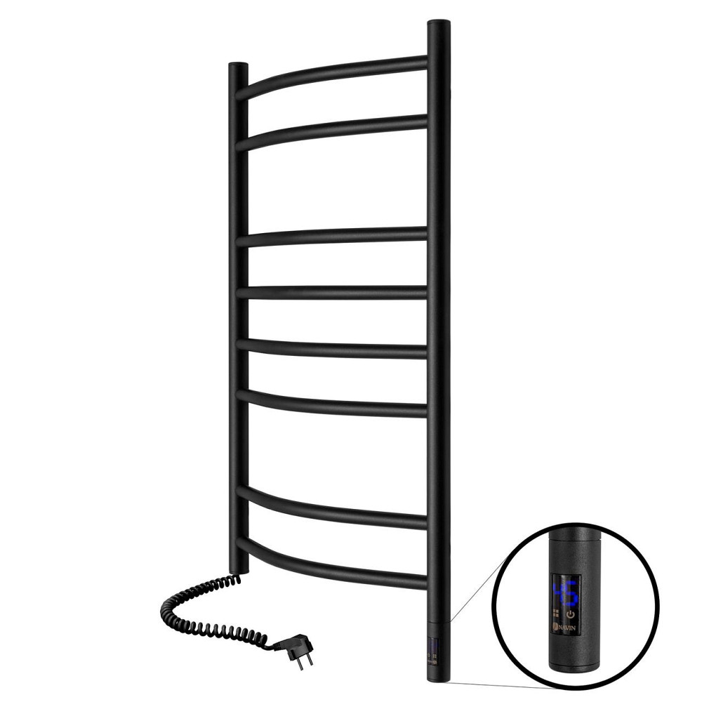 Рушникосушарка електрична NAVIN Камелія 480х800 Sensor, ліва, сенсор з таймером, чорний муар Київ - фото 1