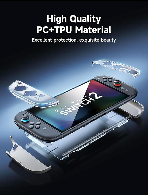 Чехол JSAUX PC0119A Прозрачный для Switch 2 (2025) Dockable Split PC+TPU Ультратный Защита JoyCon Киев - изображение 5
