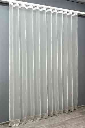 Тюль VR-Textil 1697т Грек-сетка с вышивкой Молочный с серым 300х270 см (42-0734) Киев