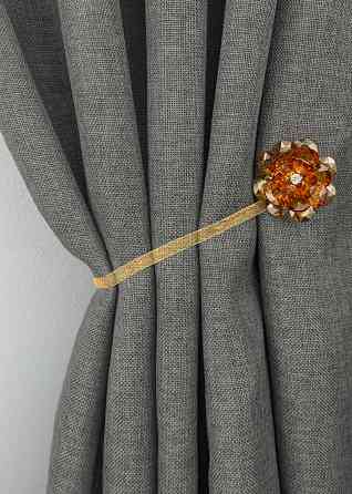 Магніти для штор і гардин Квітка набір 2 шт Бурштиновий (81-306) Київ