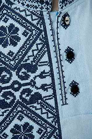 Вишиванка для хлопчиків, блакитна лляна топ Київ