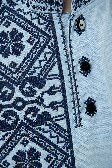 Вишиванка для хлопчиків, блакитна лляна топ Київ - фото 3