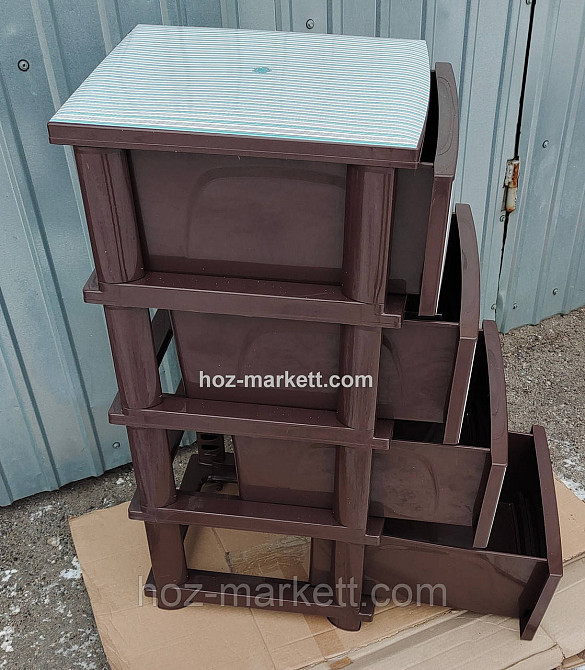 Комод пластиковий коричневий із бірюзовими смужками Харків - фото 2