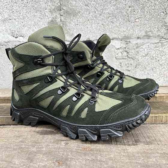 Мужские военные ботинки зеленые, демисезонные, натуральная кожа, амортизационная подошва, анатомическая Львов