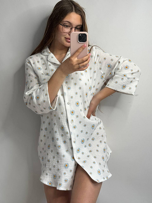 Женская муслиновая ночная сорочка Ромашки XL-2XL Харьков - изображение 3