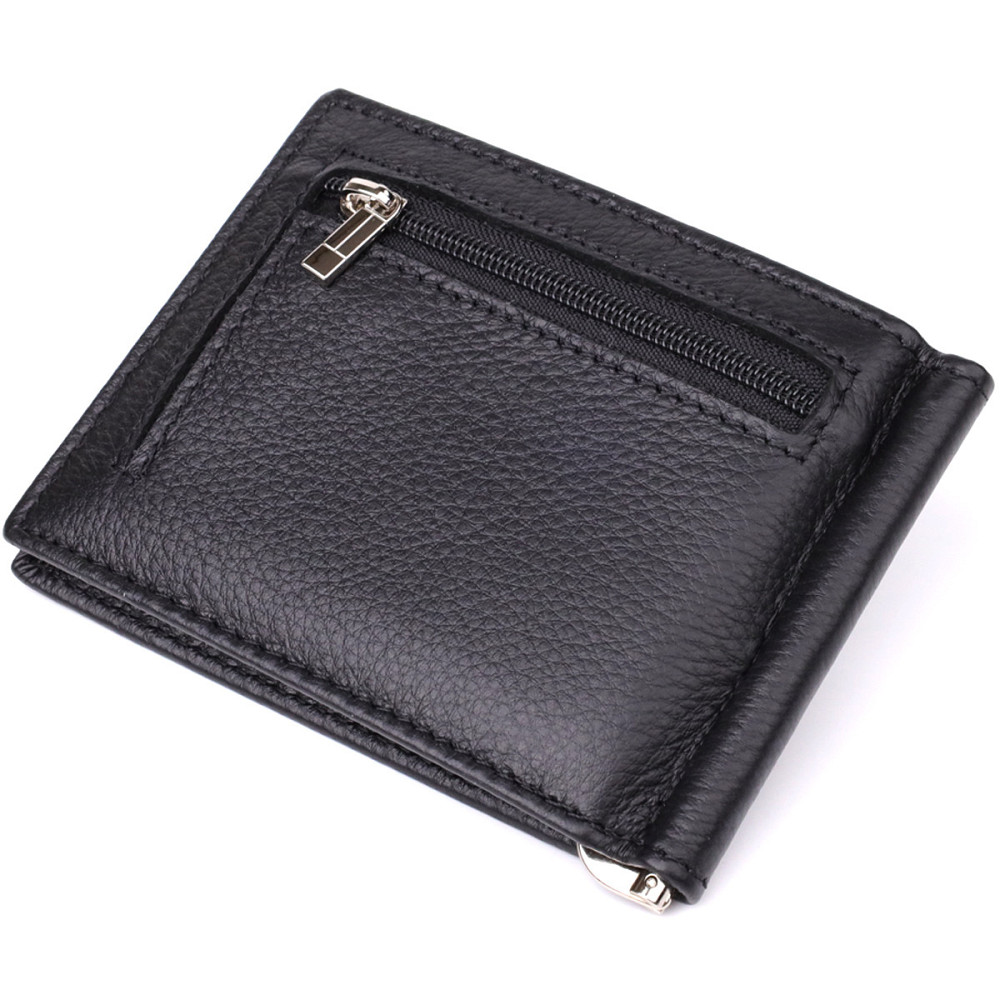 Чоловічий гаманець із металевим затискачем з натуральної шкіри ST Leather 23092 Чорний Київ - фото 9