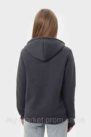 Худі на замку жіноче темно-сіре утеплене RAY BASIC (U0405LM-Dark Grey) L, Демісезонна, Тринитка з начосом (на флісі) Київ