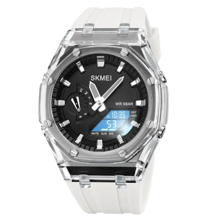 Женские спортивные часы Skmei 2100 (Белые с черным циферблатом) Винница