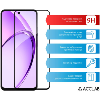 Скло захисне ACCLAB Full Glue Oppo A3 5G Black (1283126598876) Вінниця - фото 3