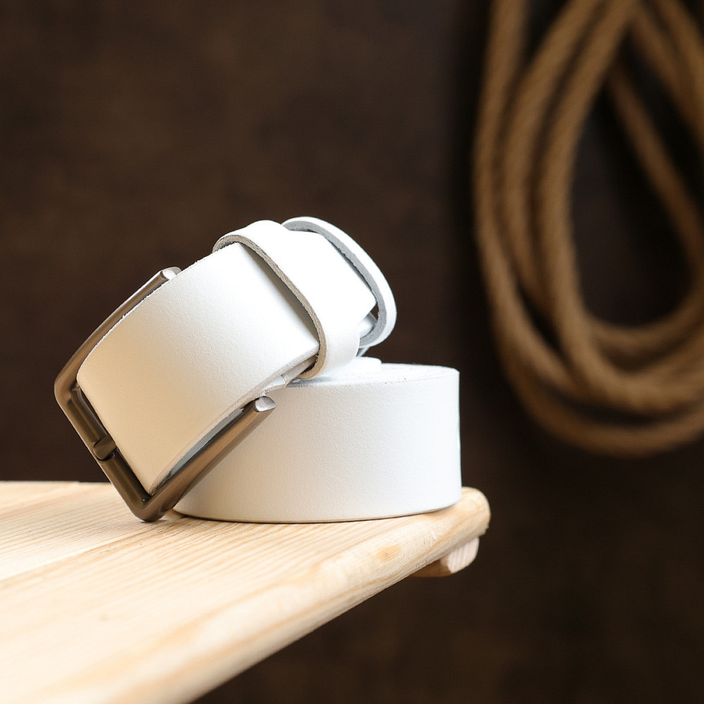 Універсальний ремінь з натуральної шкіри Vintage 20703 Білий Київ - фото 10