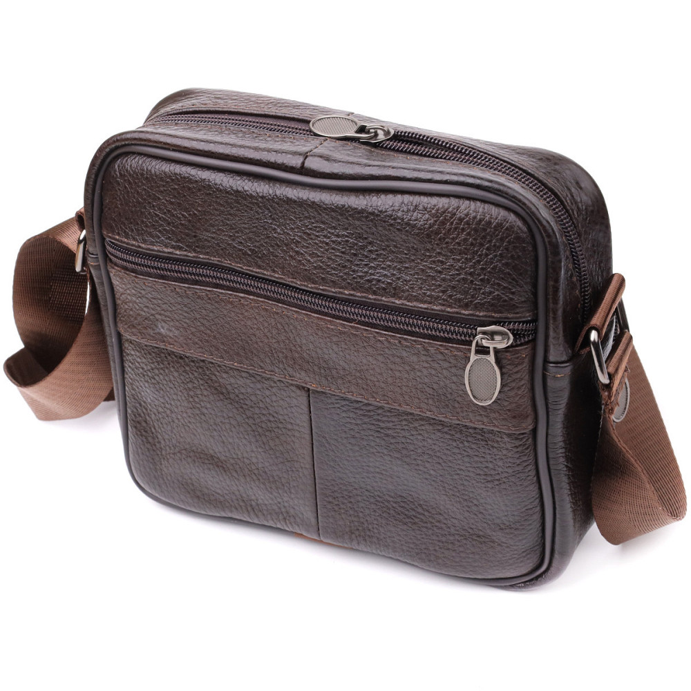Горизонтальна зручна сумка з ручкою для чоловіків з натуральної шкіри Коричневий (Vintage) Київ - фото 12