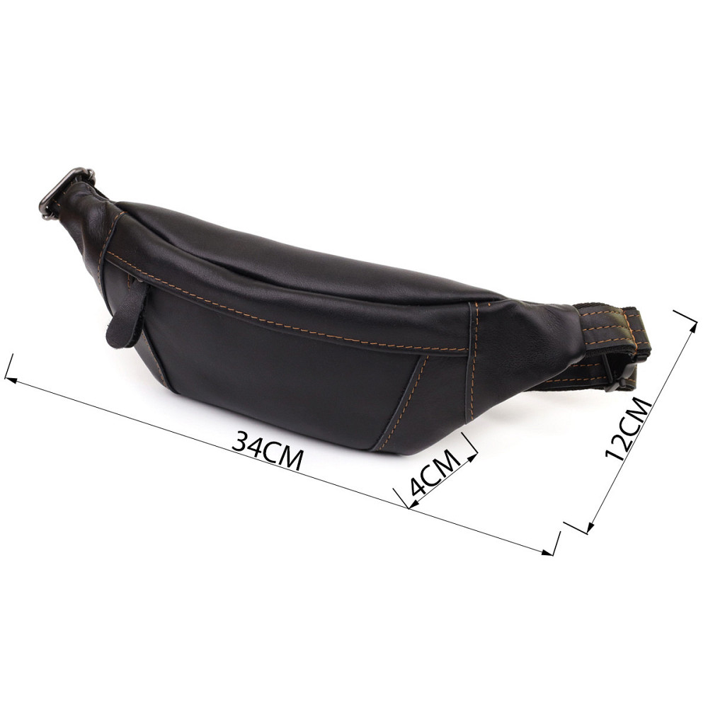 Мужская сумка-бананка из натуральной гладкой кожи Shvigel 23125 Черный Киев - изображение 3