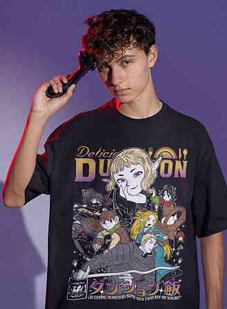 Футболка для мальчика аниме Сенсхи Сенсхи Фоод Деликиоус оверсайз (рост от 165 до 180 ) Черний AnimeJ1148m Днепр