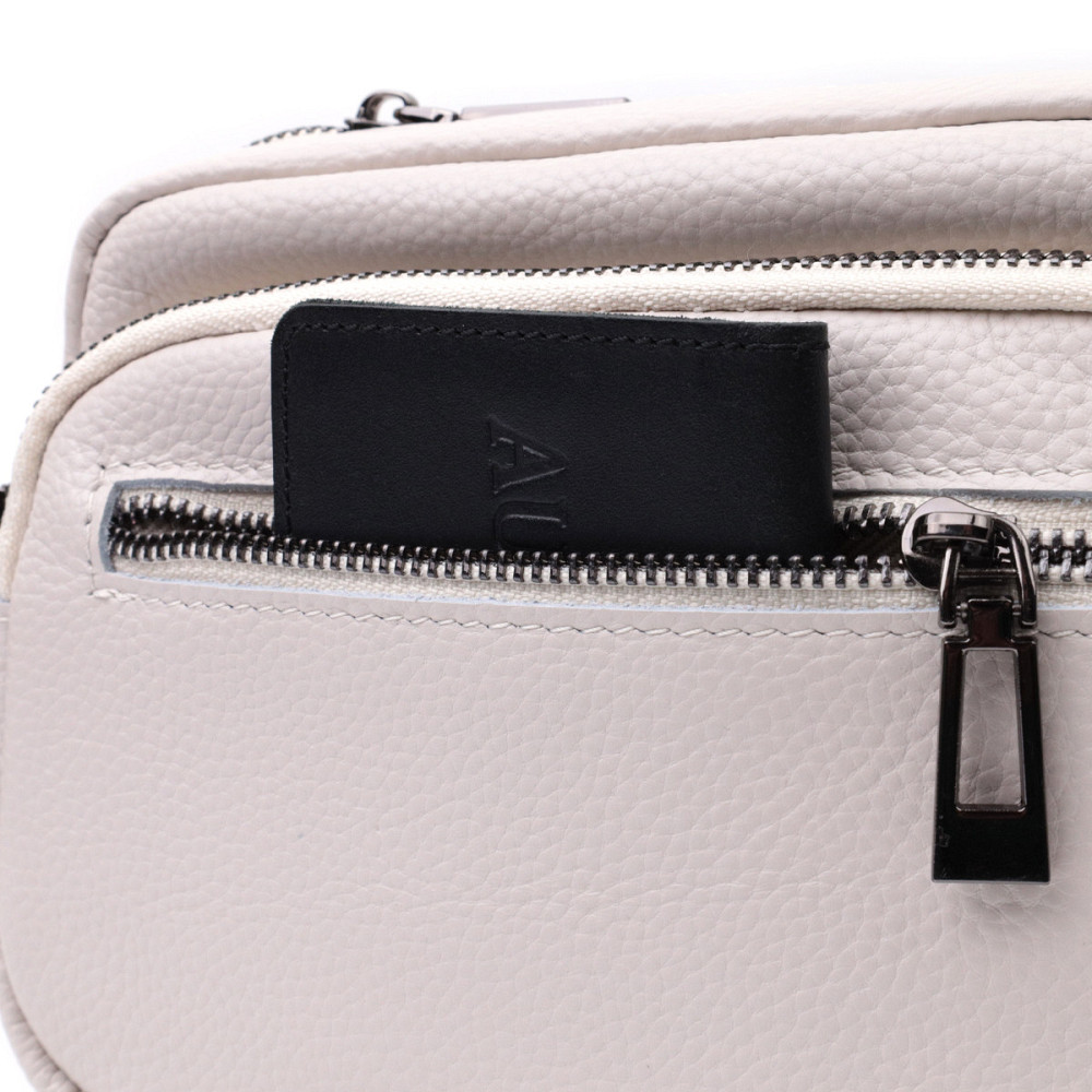 Удобная женская сумка с накладным карманом из натуральной кожи Vintage 22642 Белая Киев - изображение 7