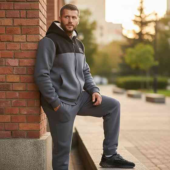 Чоловічий теплий костюм на флісі з хутром Сірий 56/58 Харків