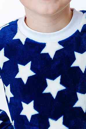 Пижама детская, тёплая, велсофт, темно-синяя,топ Крохатушка одяг Киев