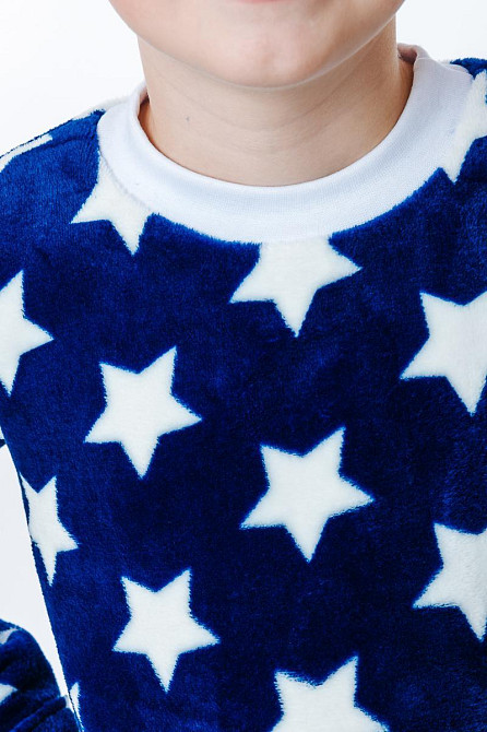 Пижама детская, тёплая, велсофт, темно-синяя,топ Крохатушка одяг Киев - изображение 3