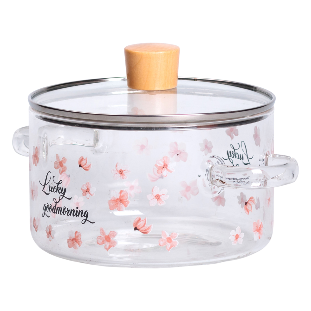 Скляна каструля прозора 1.7 літр з кришкою жароміцна HP-34-22 Київ - фото 2