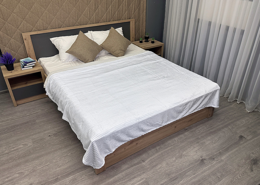 Плед-покривало 155х200 см (+-5см) рельєфний полоска Білий (87-090) Київ - фото 3