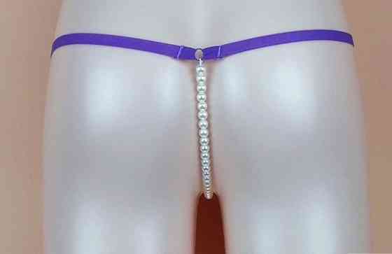 Еротичні труси з перлами універсальний бузковий Київ