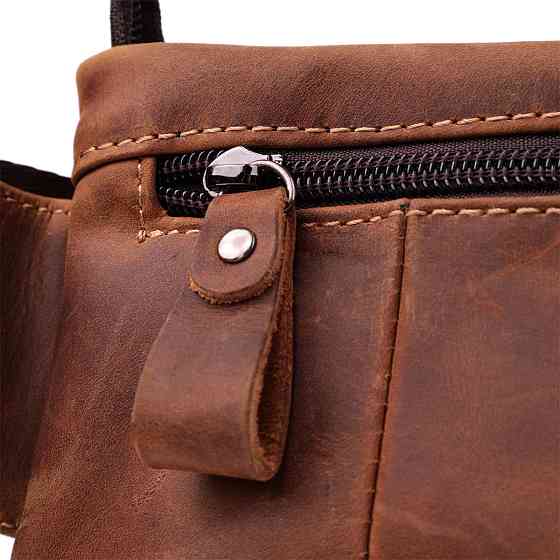 Винтажная бананка для мужчин из натуральной кожи Vintage sale_15104 Коричневый Киев