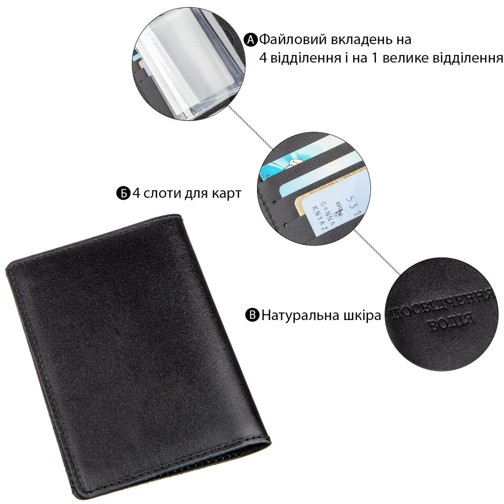 Большая обложка на водительские документы Черная (SHVIGEL) Киев - изображение 2