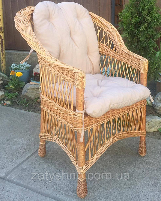 Крісло плетене з подушкою молочною Київ - фото 4
