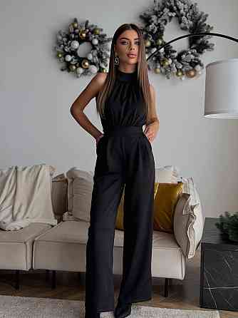 Женский стильный классический комбинезон Плотная качественная костюмка Черный, 46/48 Одесса