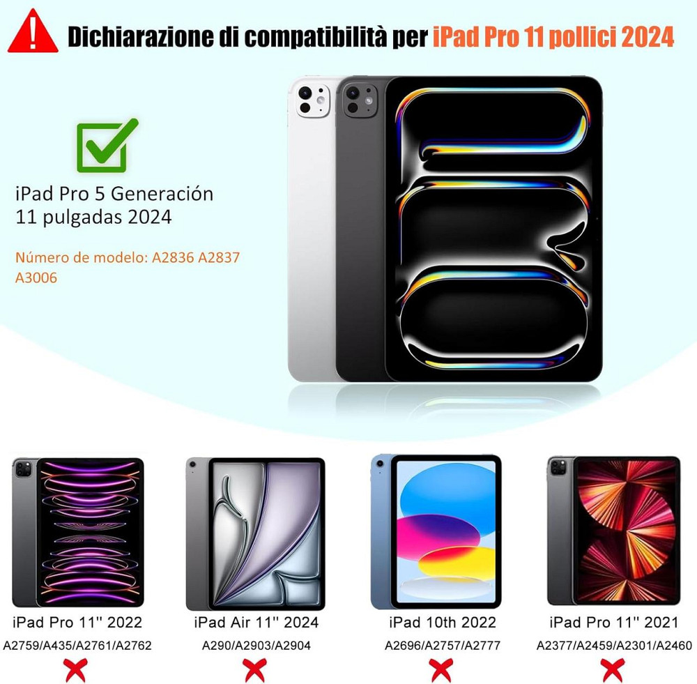 Клавиатурный чехол для iPad Pro 11 (M4) с держателем для Apple Pencil Bluetooth съемный QWERTY черный PU Киев - изображение 4