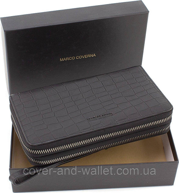 Мужской кожаный кошелек клатч на две молнии под крокодила Marco Coverna 5902 Киев - изображение 10