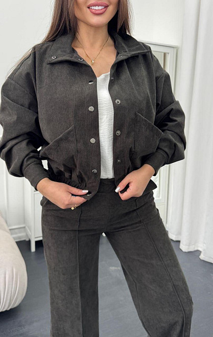 Женский стильный повседневный костюм двойка бомбер+брюки Хаки, 42/44 Одесса - изображение 7