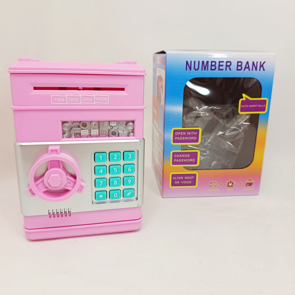 Электронная копилка сейф банкомат для детей с PIN-кодом, автоматический прием банкнот и монет Pink PW-90 Львів - фото 7